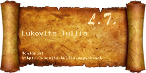 Lukovits Tullia névjegykártya